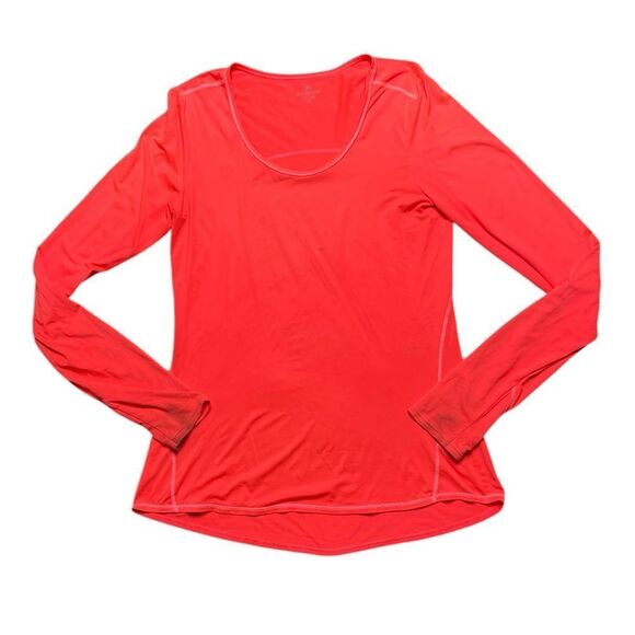 *AS IS* ATHLETA Chi Long Sleeve Top Coral Sizzle Size Medium - Picture 1 of 6